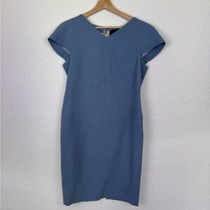Roland Mouret Tournay Sheath Dress in Light Blue/Slate Wool Size 12 Lmtd Ed Saks